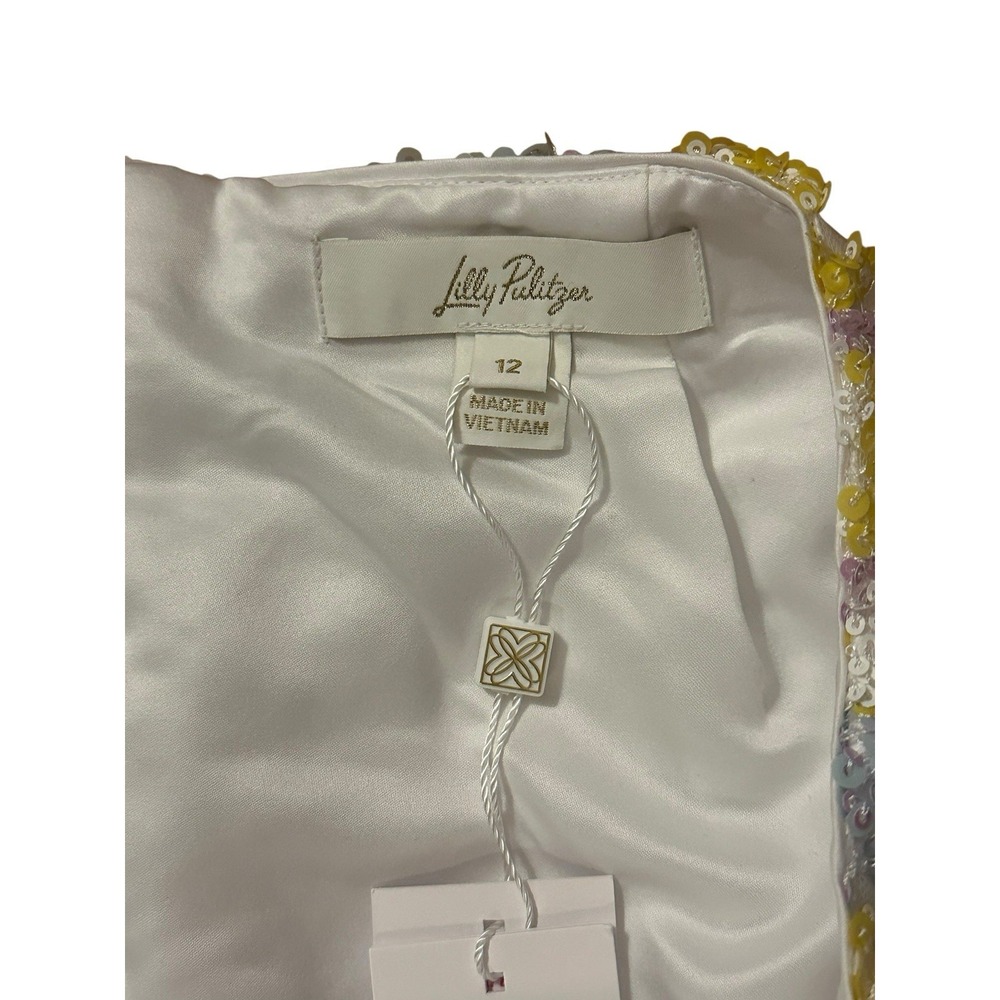 Lilly Pulitzer Kels Sequin Mini Skirt Multi Views from a Via Floral Sz 12 NEW - Picture 7 of 14